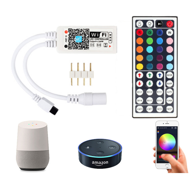 DC5-28V Mini WIFI IR 44 keys Remote Controller for Flexible RGB LED Strip Lights Works with Amazon Alexa DC5-28V Mini WIFI IR 44 keys Remote Controller for Flexible RGB LED Strip Lights Works with Amazon Alexa